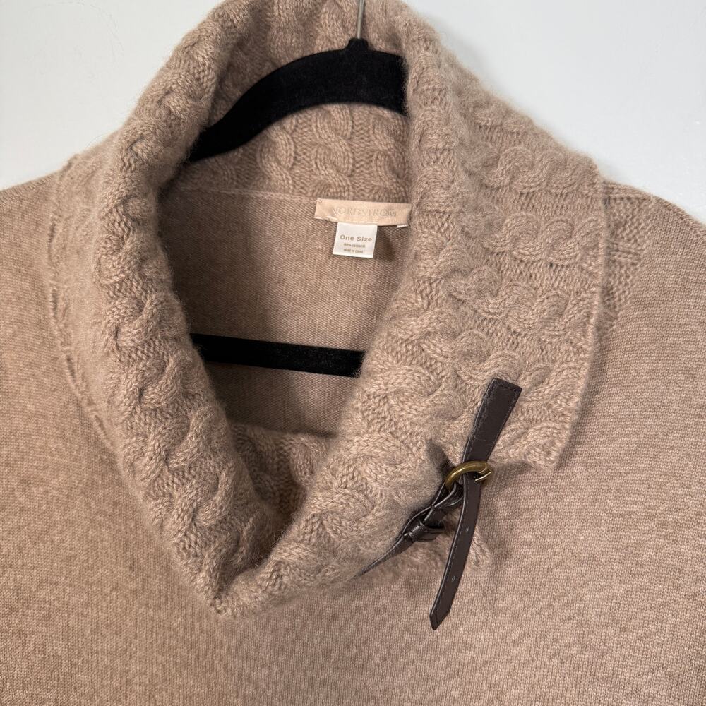 Nordstrom 100% Cashmere Cowl Neck Poncho Sweater One Size Equestrian Luxury - Picture 4 of 7